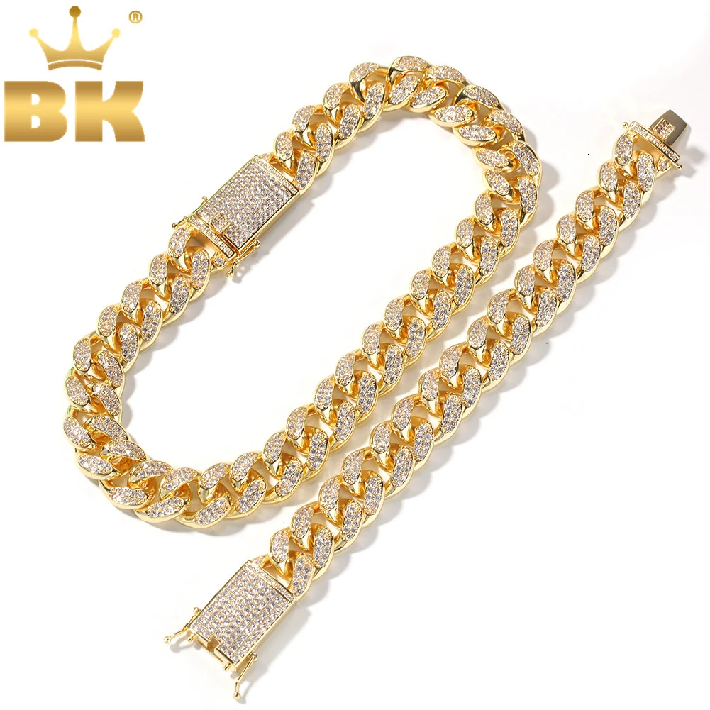

THE BLING KING 20mm Cubic Zirconia Cuban Link Chains & Bracelets Set Fashion Hiphop Iced Out Necklace Jewelry For Men