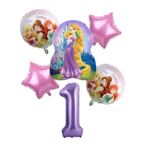6 шт. Горячие Диснея Принцесса фольгированные шары один год День рождения украшения вечерние поставки Baby Shower 3 Цифровой шар