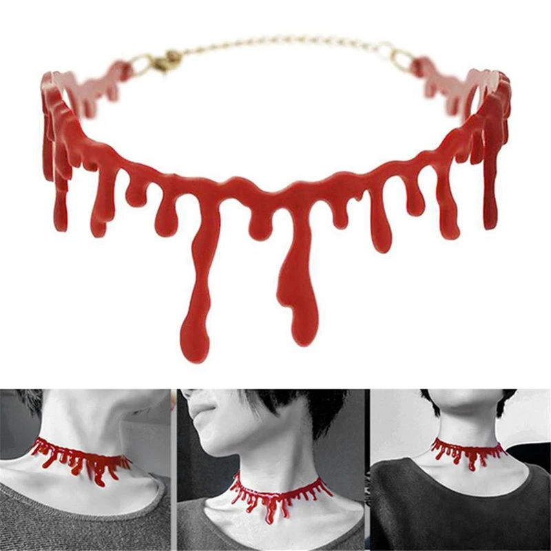1Pc Modyle 2021 New Fashion Blood Women Choker Necklace  Halloween Gift Vampire Fancy Joker Choker Necklaces Party Accessories