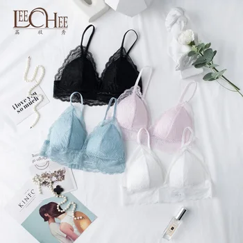 

2020 Spring and summer New women's silk lace bra without trace underwear and steel ring thin French triangle cup bra