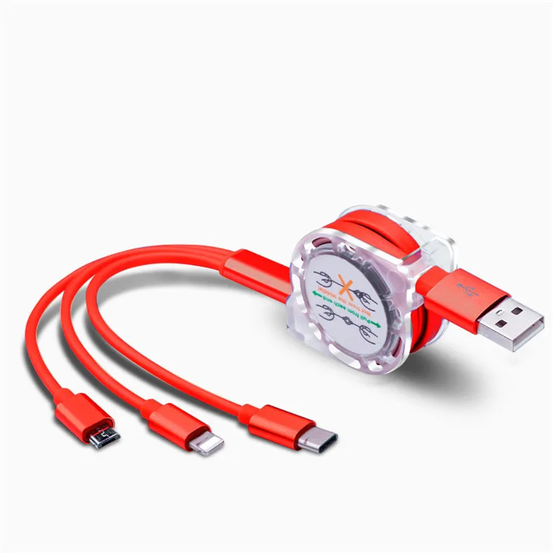 3 в 1 Выдвижной кабель для xiaomi mi 9 8 cc9 se A2 A3 mi x Zenfone 3 MAX samsung galaxy A50 S10 s9 s8 s7 A7 A8 a3 A5 A8 J5 J7 шнур - Цвет: Red