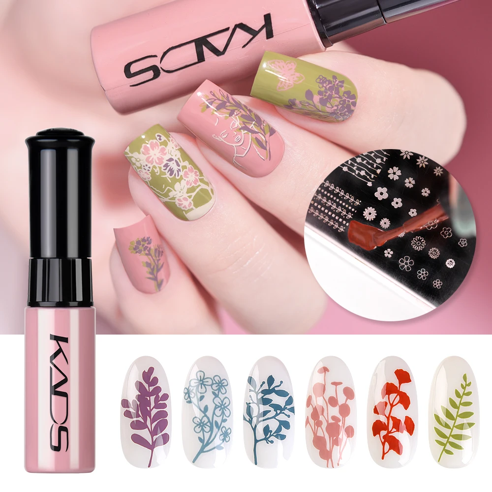 KADS Nail Art Stamping Polish Black White Gold Silver Green Printing Varnish DIY Design Stamping Plate Color Nails Lacquer