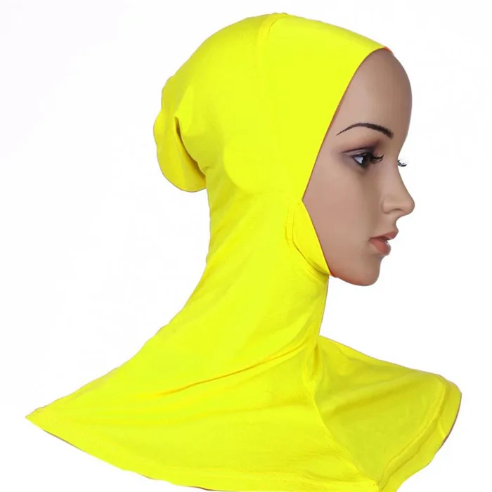 Мягкий растягивающийся мусульманский спортивный внутренний хиджаб колпачки исламские головные уборы кроссовер классический стиль хиджаб головной убор полное покрытие - Цвет: Yellow