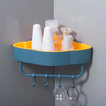

Bathroom Shower ShelBathroom Shelf With Hook Free Punch Storage Rack Kitchen Home Decoration Corner Shower Shelf Rack Storage