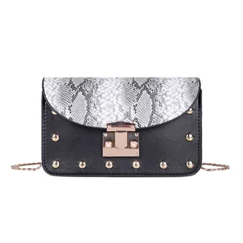 

Women's Shoulder Bag Stitching Snake Buckle Crossbody Bag Studs Fashion Chain Shoulder Bag Женская сумка 2020 New