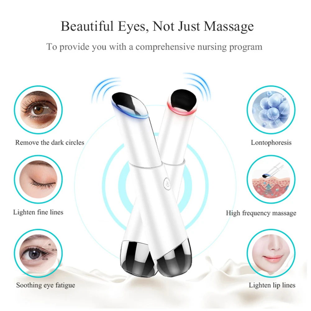 Elétrico Portátil Massagem Olho Caneta Círculo Escuro Anti-envelhecimento Rugas Faciais Remoção Rejuvenescimento Vibração Fino Rosto Beleza 9 Utensílios de cuidado facial