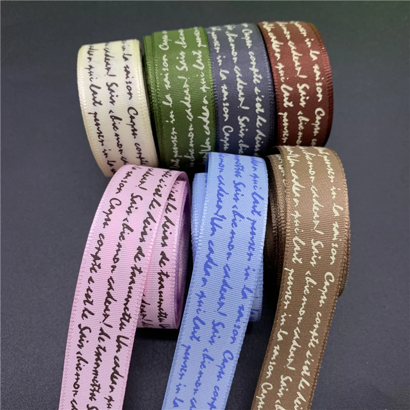 5yards 20mm Polyester Ribbon Printed Text Handmade For Bow Wedding Christmas Decoration DIY Wrapping | Дом и сад
