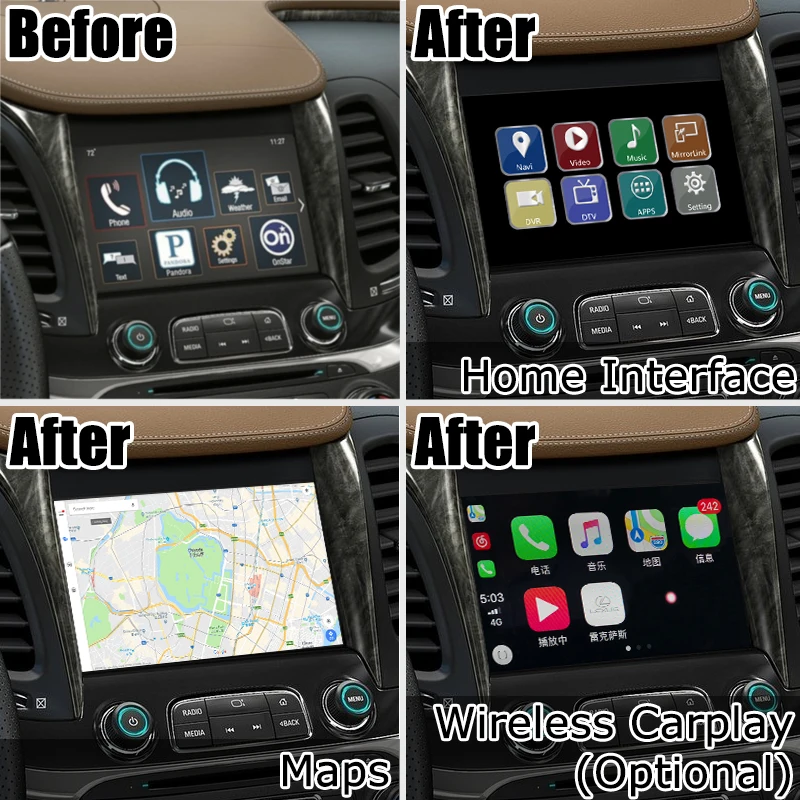 Android gps-навигатор для «Chevrolet Impala» или более поздней версии видео интерфейс mylink CUE система с беспроводной Carplay