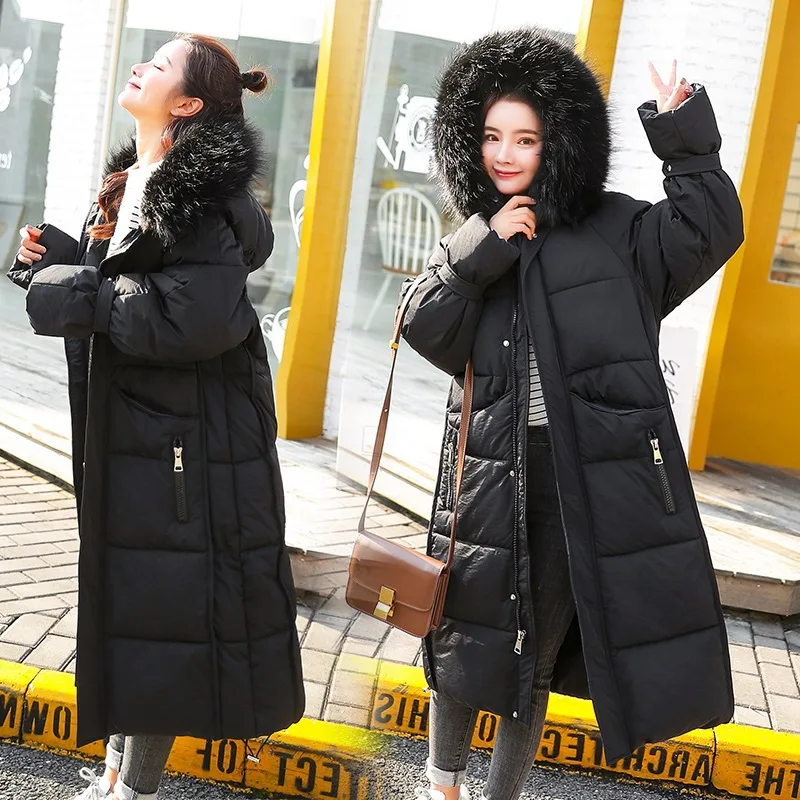 

Winter 2019 New Style Korean-style Large Fur Collar Dongdaemun Cotton Coat Women's Mid-length over-the-Knee BF Cotton-padded Jac