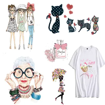 

Fashion Iron on Transfers for Clothing Sequin Appliques Patches for Girls Printed Eco-Friendly Stick-On T-shirt Stickers B