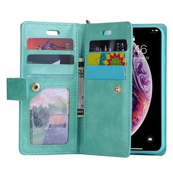 L-FADNUT For iPhone X Xr Xs 11 Pro Max 8 7 6S 6 Plus 5 5S SE Card Zipper Wallet Phone Case Cover Flip Stand Holder Leather Cases 2