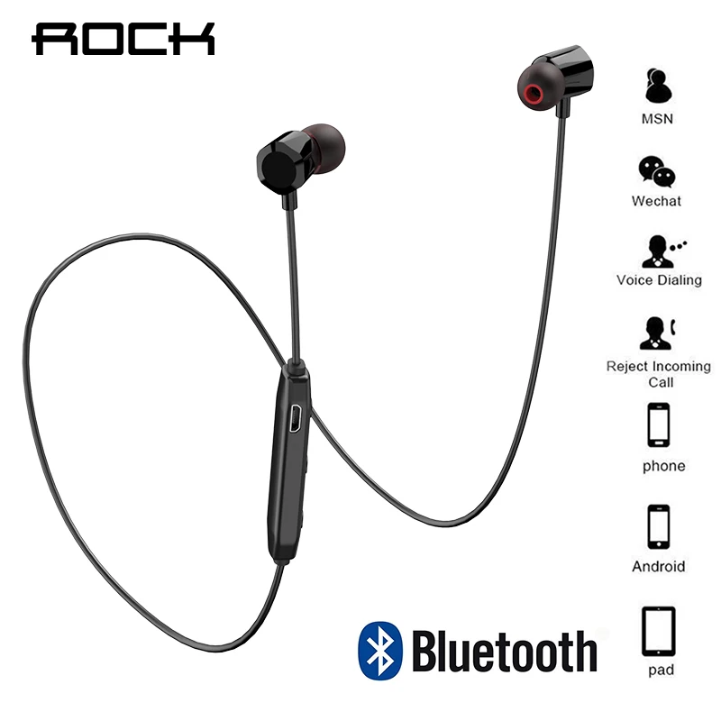 

ROCK Magnetic Wireless Bluetooth 5.0 Stereo Earbuds Earphone Rubber Oil Texture Headset In-Ear Sports Neckband Earpieces