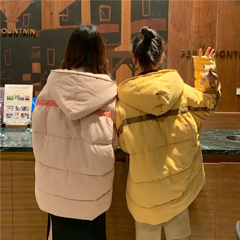 

Photo Shoot ~ 2018 Winter New Style Korean-style Students Loose-Fit down Coat Mid-length Hooded down Jacket Cotton-padded Clothe
