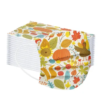 

50pc Adult Thanksgiving Masks Tie-dye Gradient Printed Mouth Masks Three-layer Dust-proof Disposable Mask Face Cover Mascarilla