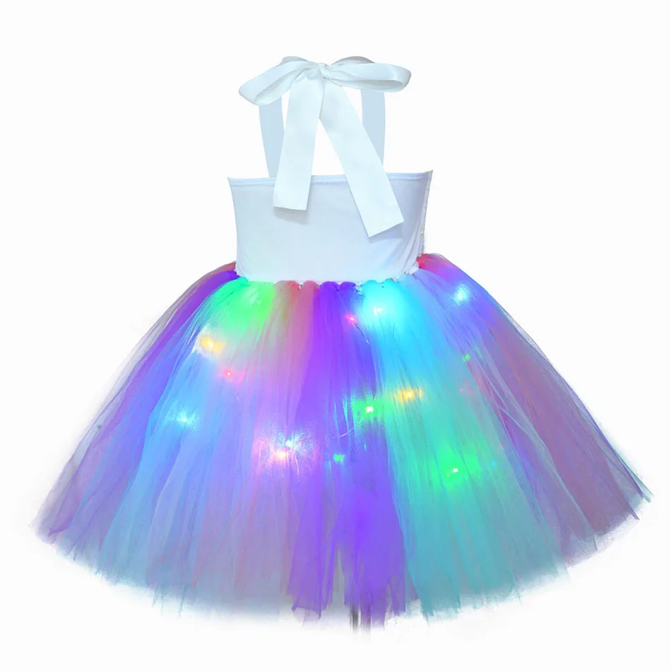 Cute Princess Sling Glowing Unicorn Dresses for Girls Birthday Party Children Performance Evening Tutu Dress Halloween Cosplay baby boy dress