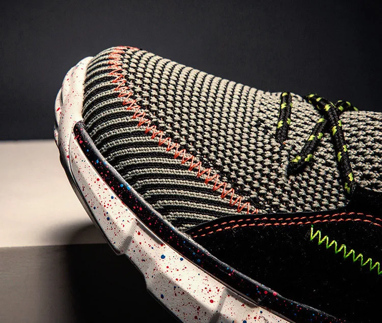 Кроссовки для мужчин; Flyknit; дышащая повседневная мужская обувь; коллекция года; Молодежная прогулочная обувь; новые модные сетчатые носки; обувь на плоской подошве; ботинки