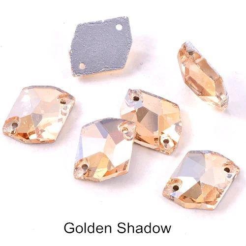 Golden Shadow 5 размеров космические Формы разноцветные стеклянные пришивные стразы с плоской задней частью прозрачные AB пришивные стразы с 2 отверстиями для одежды B0681 - Цвет: Golden Shadow