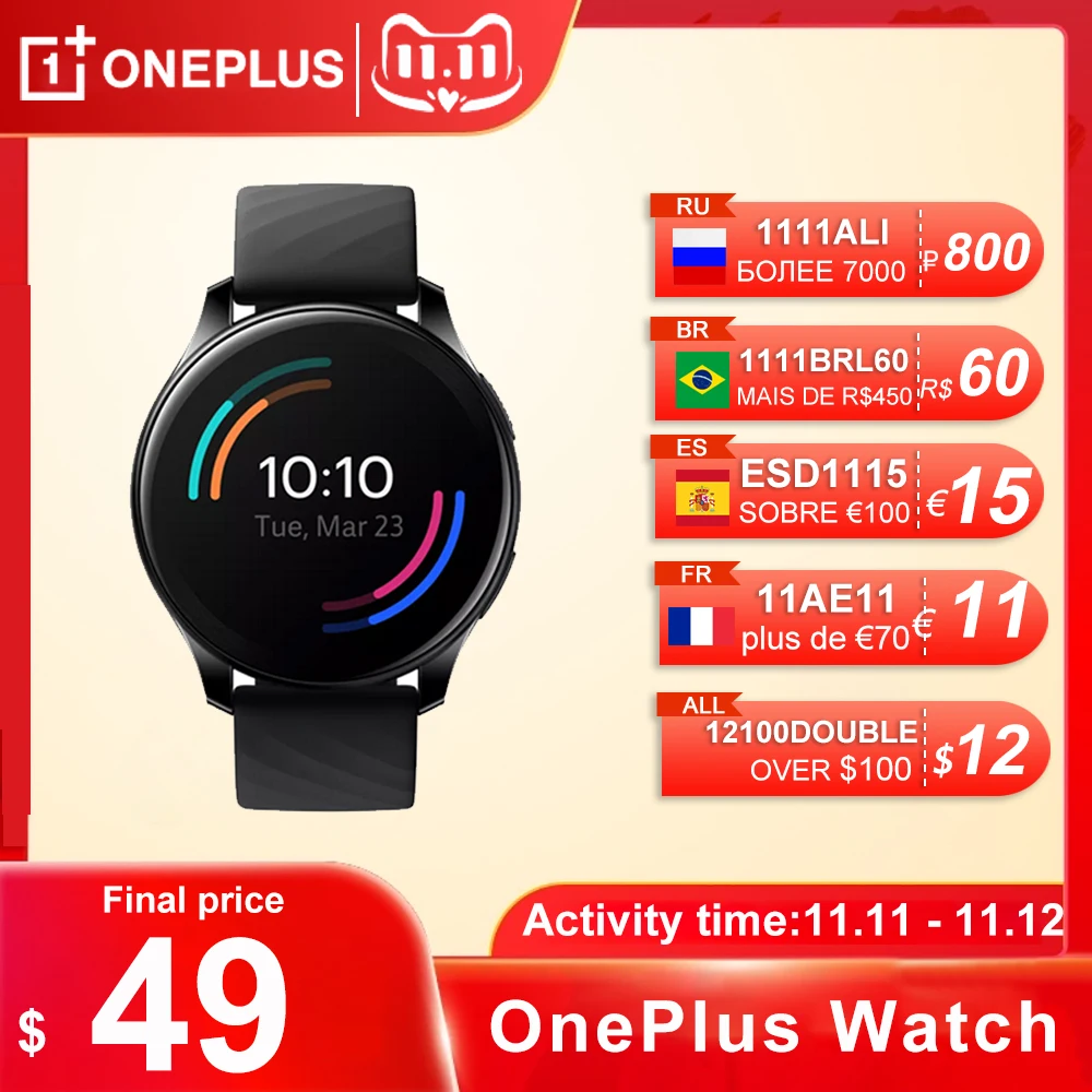 PROD 1005002984611293 Global Rom OnePlus Watch 4GB Smart Watch Blood
Oxygen Up to 14 day GPS Female/Male watch For OnePlus 9rt 9 Pro Nord 2
Smartwatch
