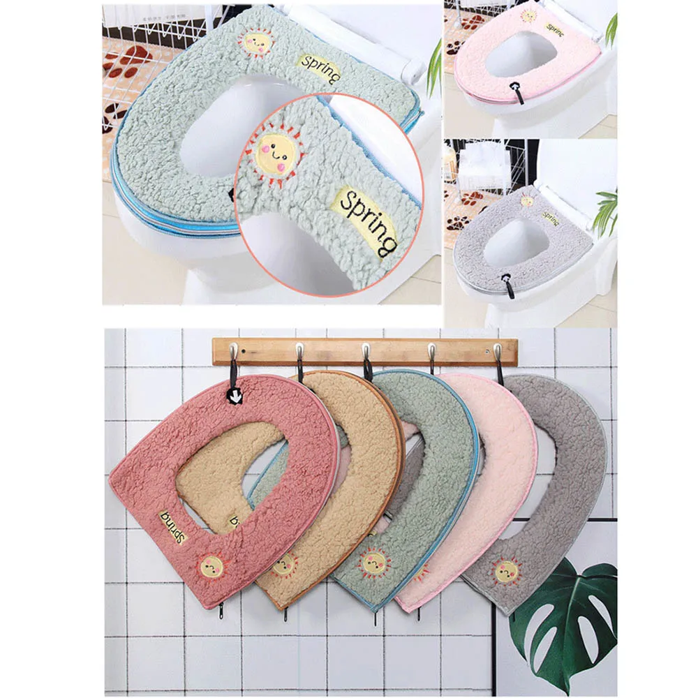 Universal Soft Washable Toilet Seat Mat Set for Home Closestool Mat Seat Case Warmer Toilet Lid Cover Accessories 5 color