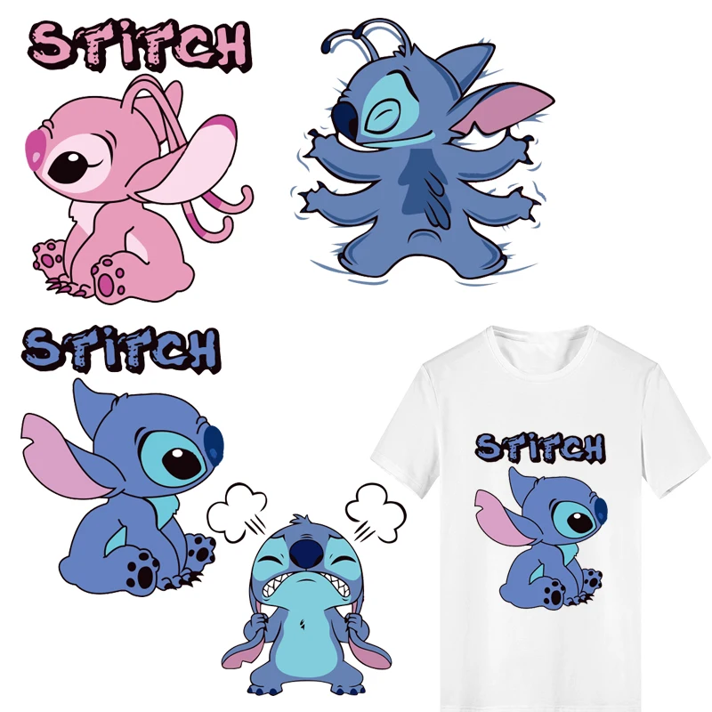 

Lilo & Stitch Anime Patch Iron on Transfer Patch Badge Applique Heat Vinyl Transfer for Clothes T-shirt Washable Stickers DIY