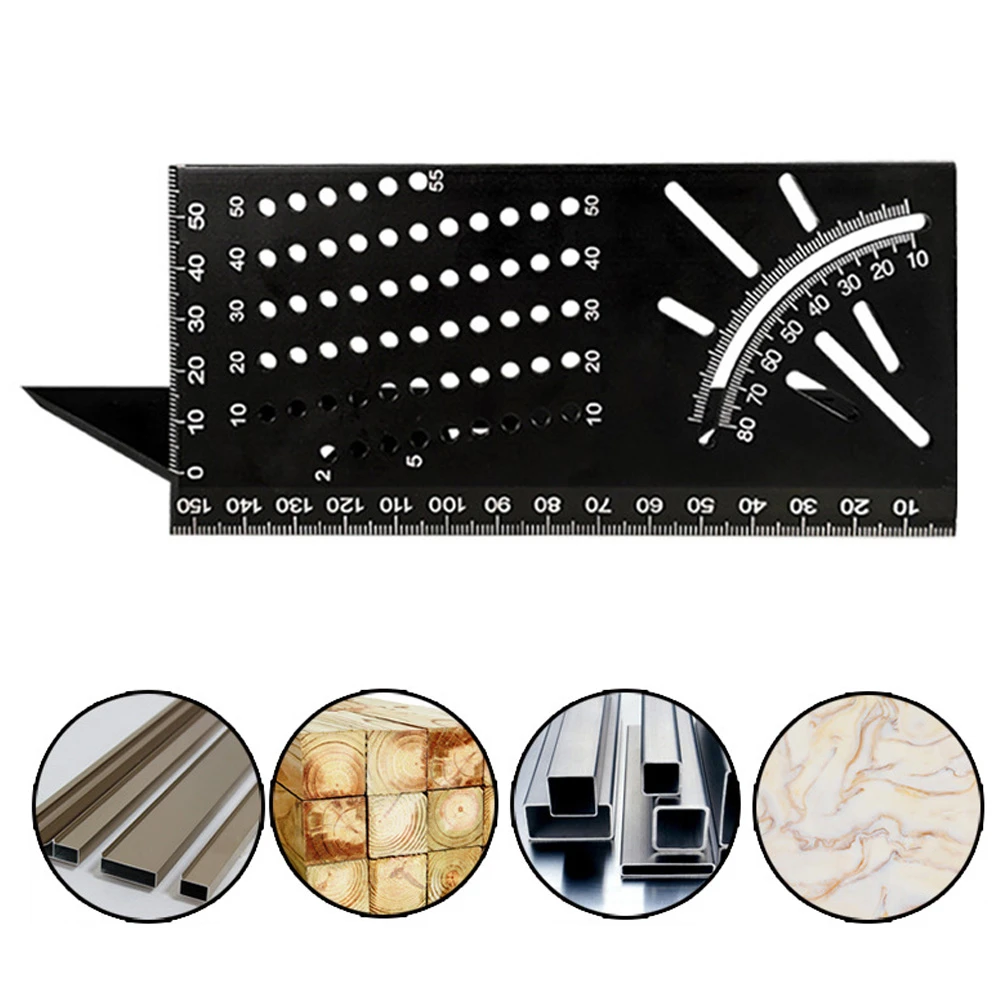 

Aluminum Alloy 3D Mitre Angle Measuring Ruler 45 90 Degree Square Woodworking Angle Ruler Multifunctional Marking Gauge Tool