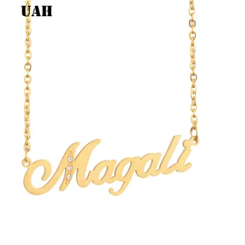

UAH Magali Name or Christmas Gift Custom Name Necklace Personalized Silver Gold Stainless Steel Nameplate Choker Necklace