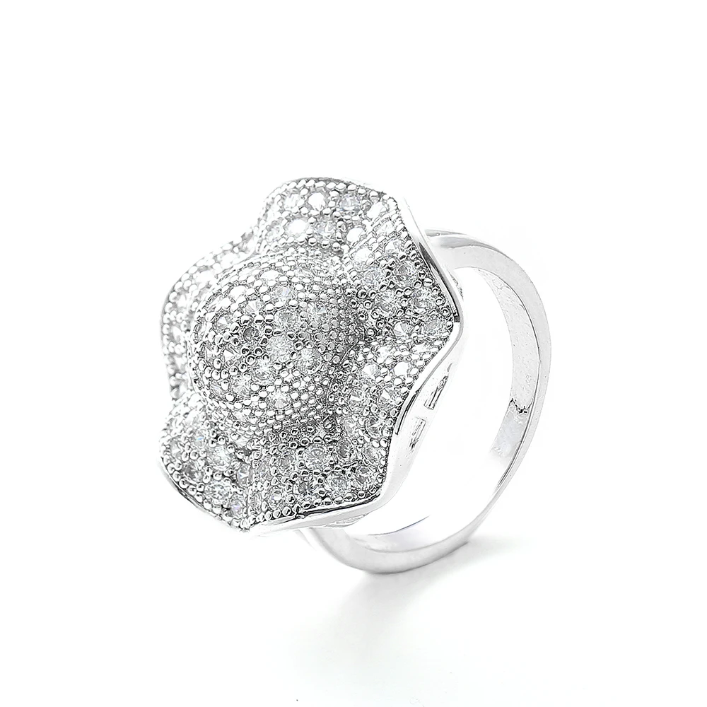 

Vintage Flower Hot Rings Unique Big Rings for Women Gold Color Micro Pave Cubic Zircon Rings Fashion Jewelry Gift Dropshipping