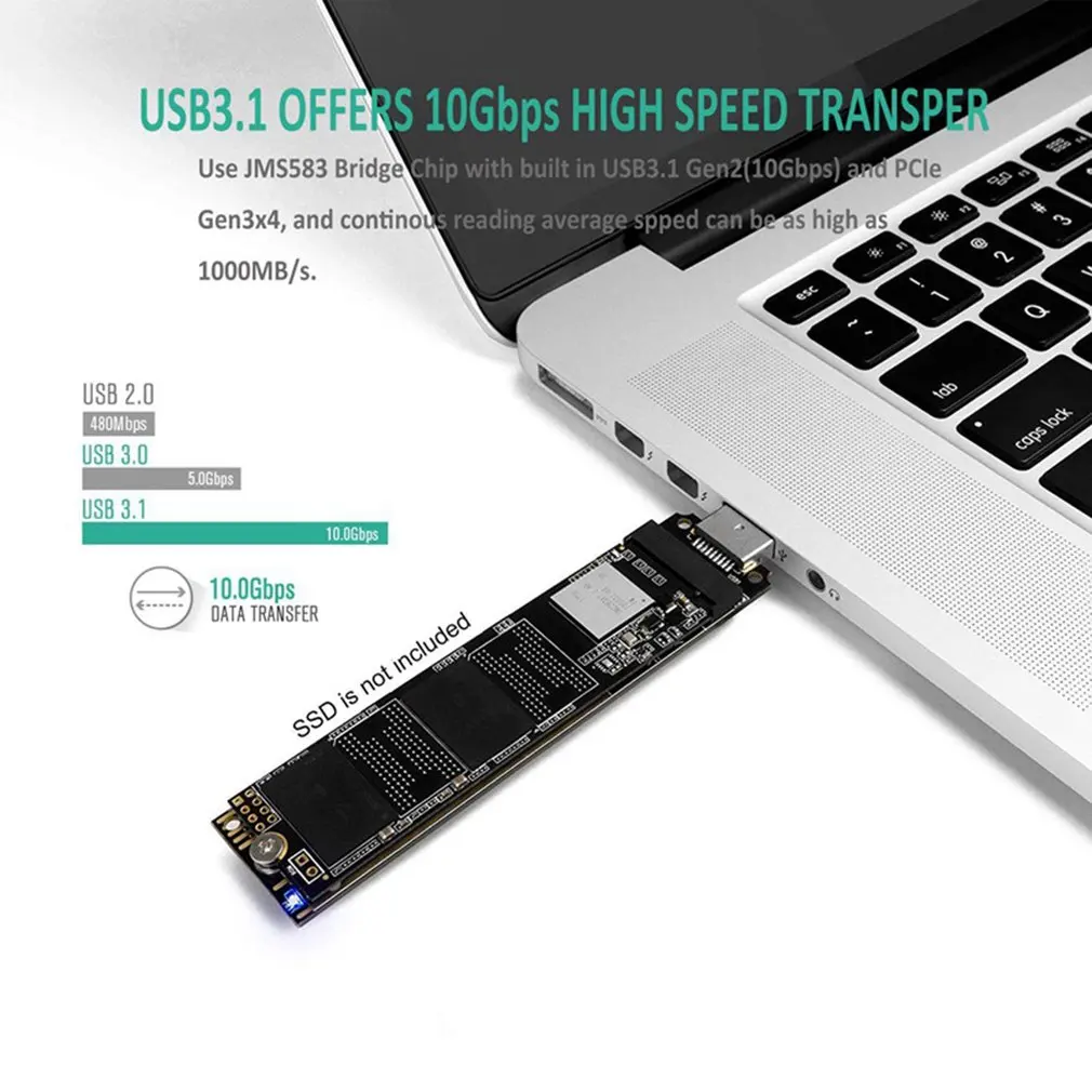 

Adapter Card PCIE SSD M.2 To USB3.1 Mobile Hard Drive Box M2 Type A Solid State HDD Enclosure Expansion Converter Case