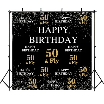 

Happy 30th 40th 50th 60th 70th Birthday Backdrop Golden Light Fly Repeat Backdrops Party Banner Custom Name Age Photo Backdrops