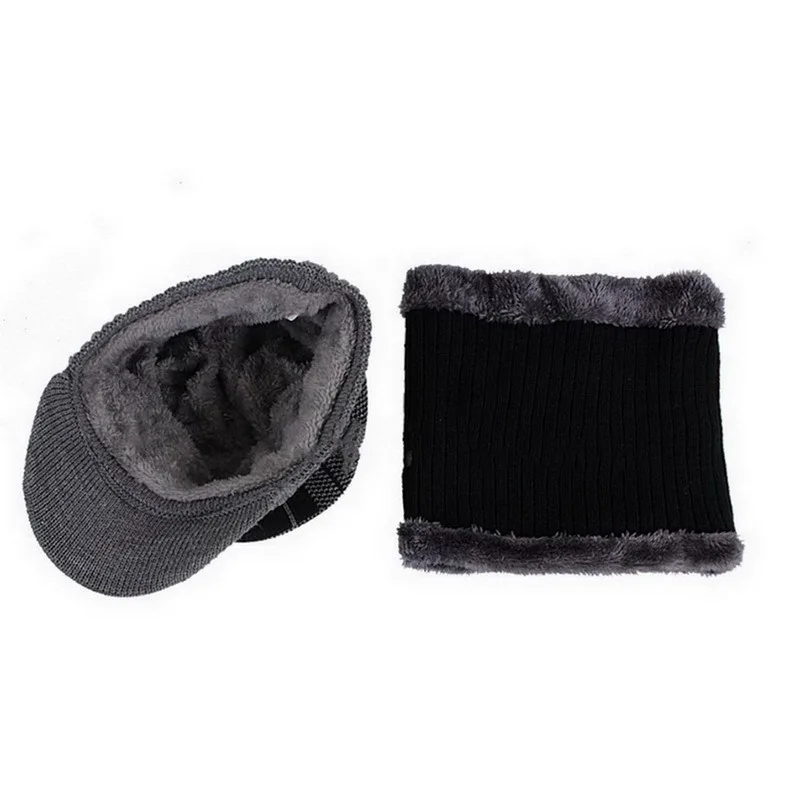 2021 Winter Hat For Men Solid Men's Knitted Hat Winter Beanies Hat Warm Outdoor Cold-proof Accessories Thick Fleece Inside Cap fisherman skully