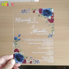 На заказ Печать Флора акриловая пригласительная карта свадебные пригласительные карты любой язык доступны