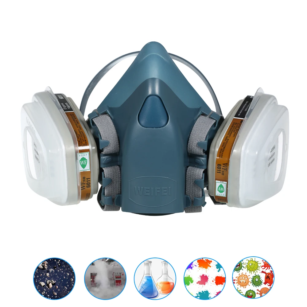 

8200 Half Face Gas Mask Respirator Organic Gas Filter Cartridge Dust-proof Mask Painting Spraying Mask Filter Cotton Cover