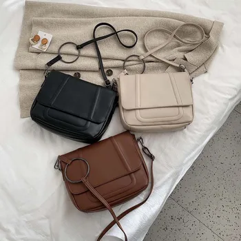 

Exquisite PU Leather Bag Women Solid Metal Buckle Shoulder Messenger Handbags Girls Flap Delicate Crossbody Bags 240x210x80mm