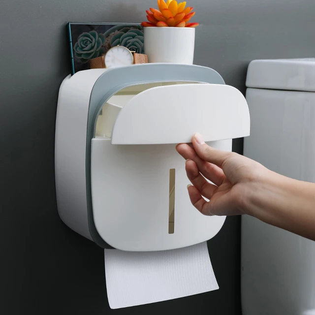 1pc Toilet Paper Holder Waterproof Tissue Storage Box Wall Mount