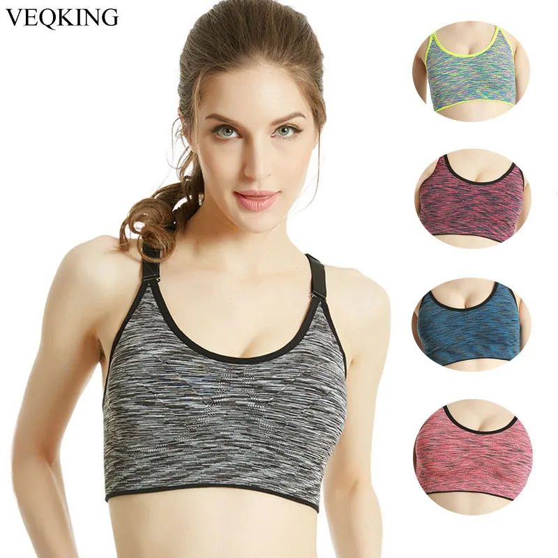 VEQKING Quick Dry Women Sports Bras,Adjustable Strap Training Running