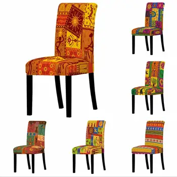 

Africa Style Printing Spandex Chair Cover Removable Anti-dirty Kitchen Seat Case Stretch Chair ProtectorCover for Banquet Chair
