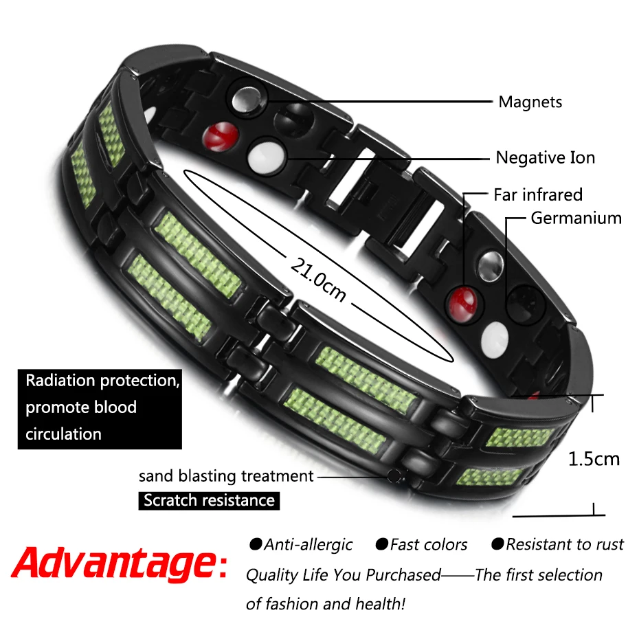 Мужской титановый браслет браслеты 4 элементы здоровья германий магнитные браслеты бижутерия амулет запястье для артрита