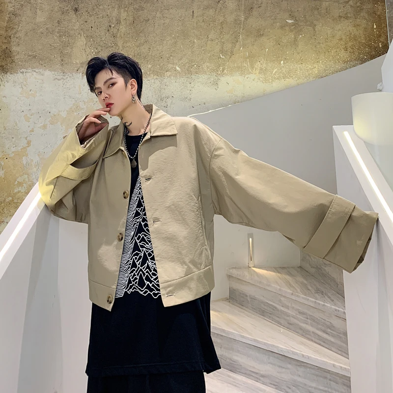 MIXCUBIC 2019 Autumn England style personality Contour shape jackets men casual loose short section coat S-XL | Мужская одежда