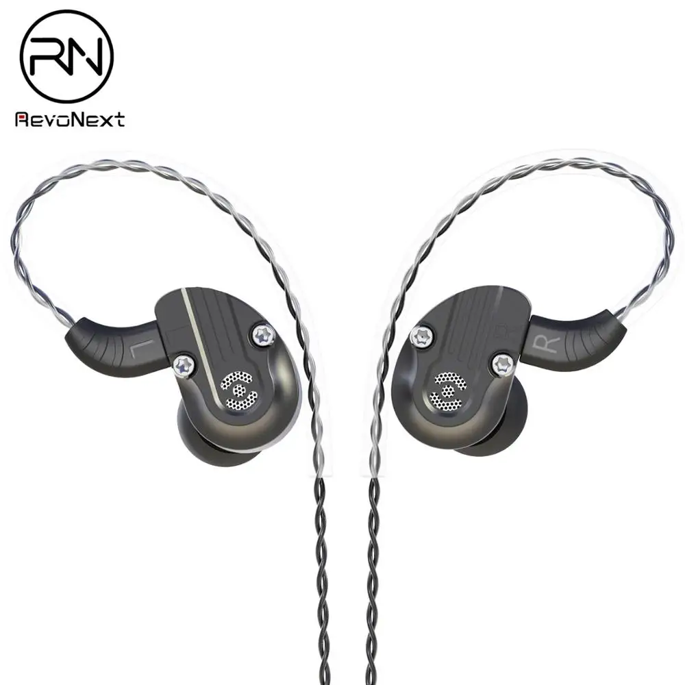 202 Black RevoNext NEX202 в ухо монитор двойной драйвер наушники 1DD+ 1BA корпус из алюминиевого сплава HiFi наушники гарнитура модернизированные съемные кабели - Цвет: 202 Black