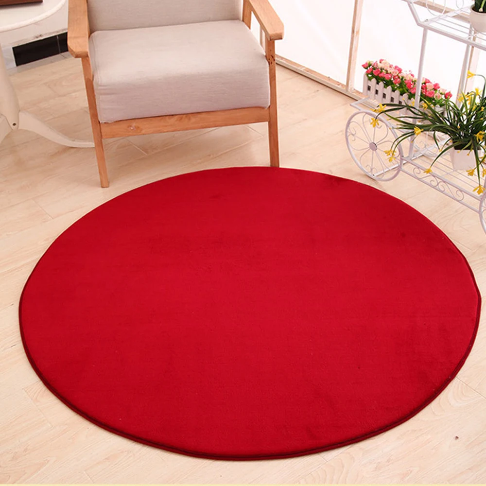 Floor Mat Green/Wine Red/Gray Round Bedroom Living Room Area Memory Foam Solid Yoga Prayer Chair Doormat 100cm