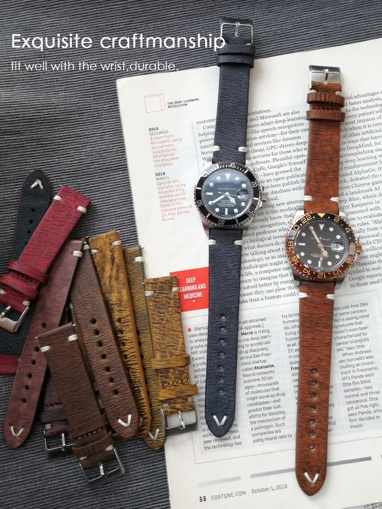 Ремешок для часов Rolexwatch винтажный браслет цвета хаки из телячьей кожи с