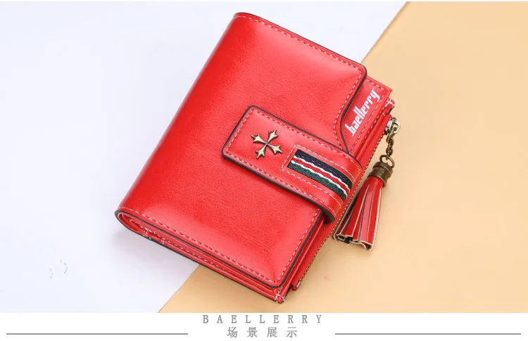 Baellerry Brand PU Leather Wallets Women Short Zipper Coin Purse Tassel Design Clutch Wallet Female Money Bag Credit Card Holder