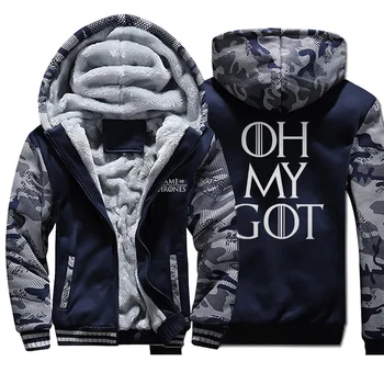 

2019 men Game of Thrones hooded hoodie oh my got pattern camouflage fleece zipper sweatshirt autumn winter casual homme jackets