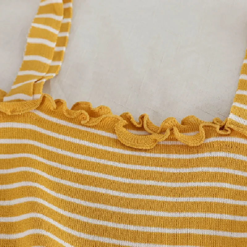 Women Sexy Strinped Camisole Short Tops Sleeveless Cotton Unpadded Bandeau Sling Knitting Camisole