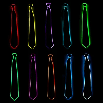 

Fashion Men LED Luminous Necktie Glowing Neon EL Wire Neck Tie Stripe Masquerade Party Cosplay Decoration FEA889