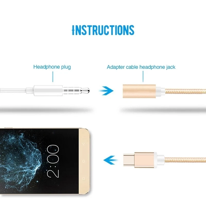 Type C To 3 5mm AUX Adapter Cable For Samsung Note10 Adaptateur Headphone Audio Splitter For Huawei Mate 30 Pro Adaptador Tipo C