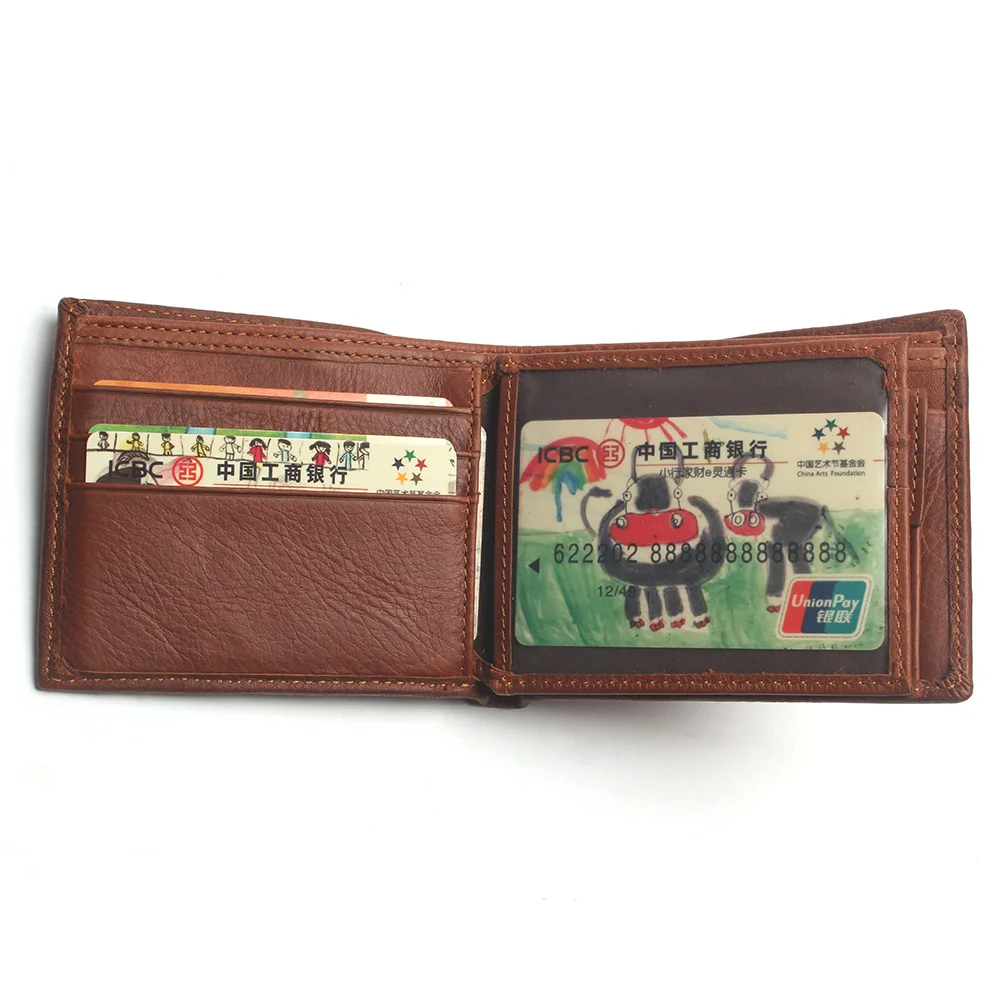 Eagle Head Embossed Wallet For Men Fashion Man Genuine Leather Wallets Cowhide Coin Purse