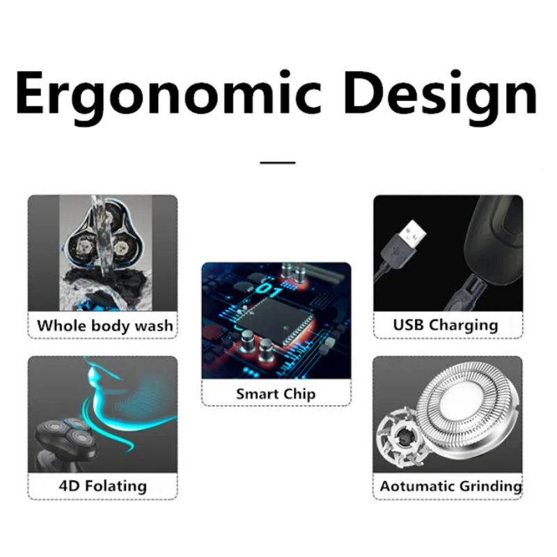 Electric Shaver Electric Shaver Rechargeable Electric Razor Shaving Machine Cleaning Beard Razor for Men Wet and Dry Waterproof Washable ZN1159