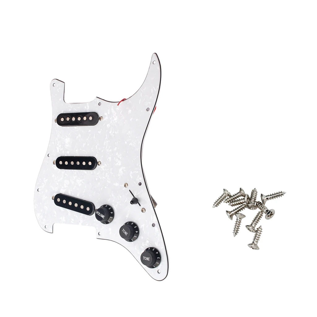 

3-ply SSS Prewired Pickups White Pickguard with Mounting Screws Set for ST Electric Guitar