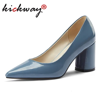 

Fashion Dress Shoes For Women Pointed Toe Round High Heels Shallow Mary Janes Slip-on Nude Spring Pump Shoes Ladies Plus Size 43
